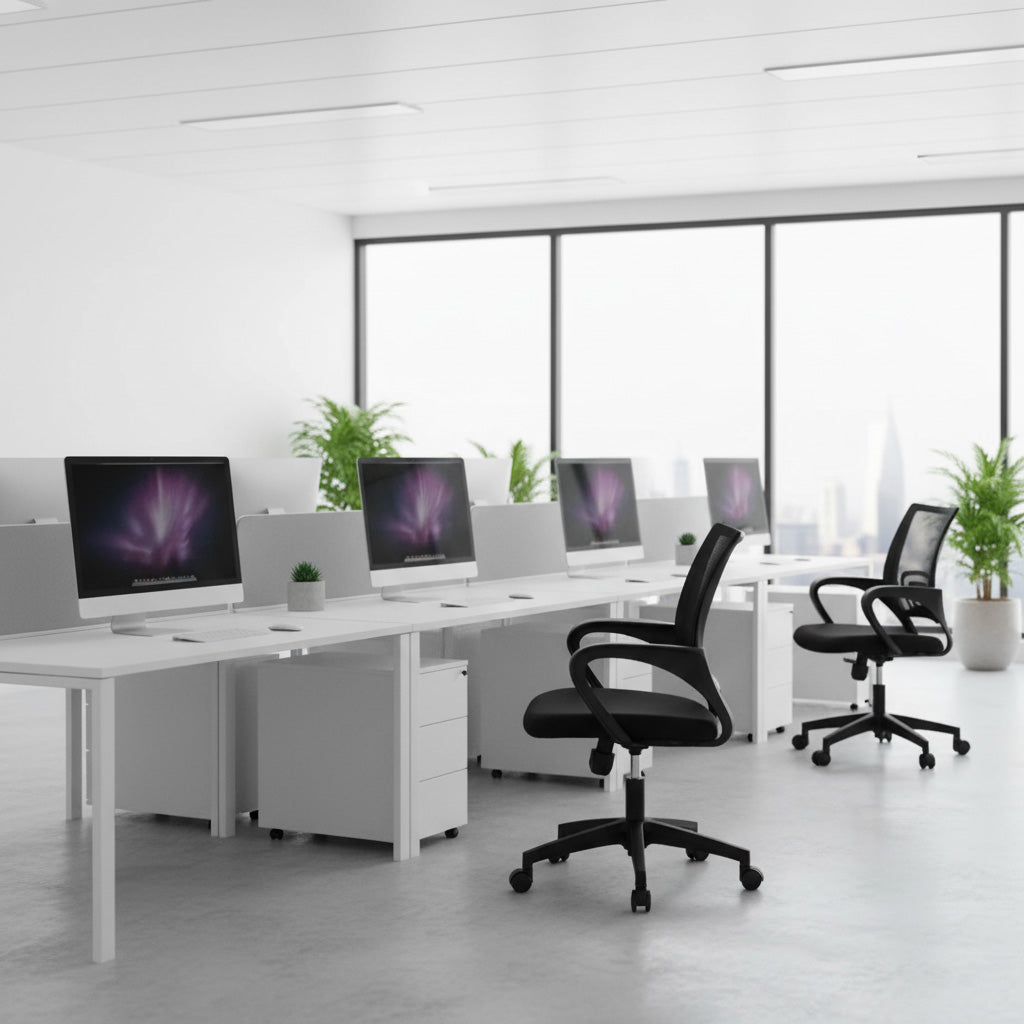Mid-Back Mesh Office Chair Black Minimalist Corporate Workstation