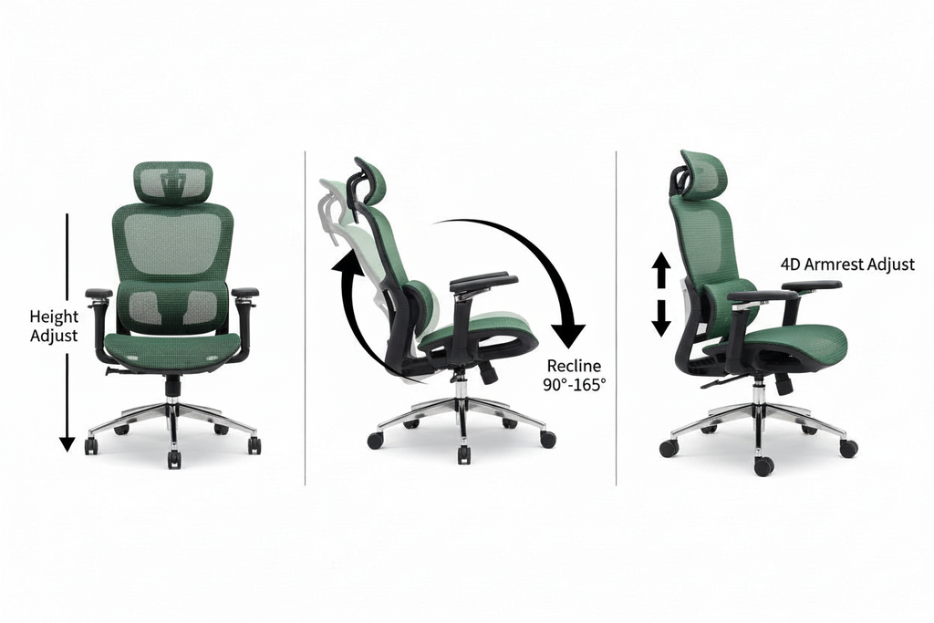Recline 90°-165° Function Display