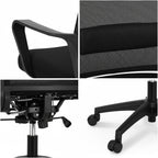 Mid-Back Striped Mesh Office Chair 32cm Metal 5-Star Base PU Casters