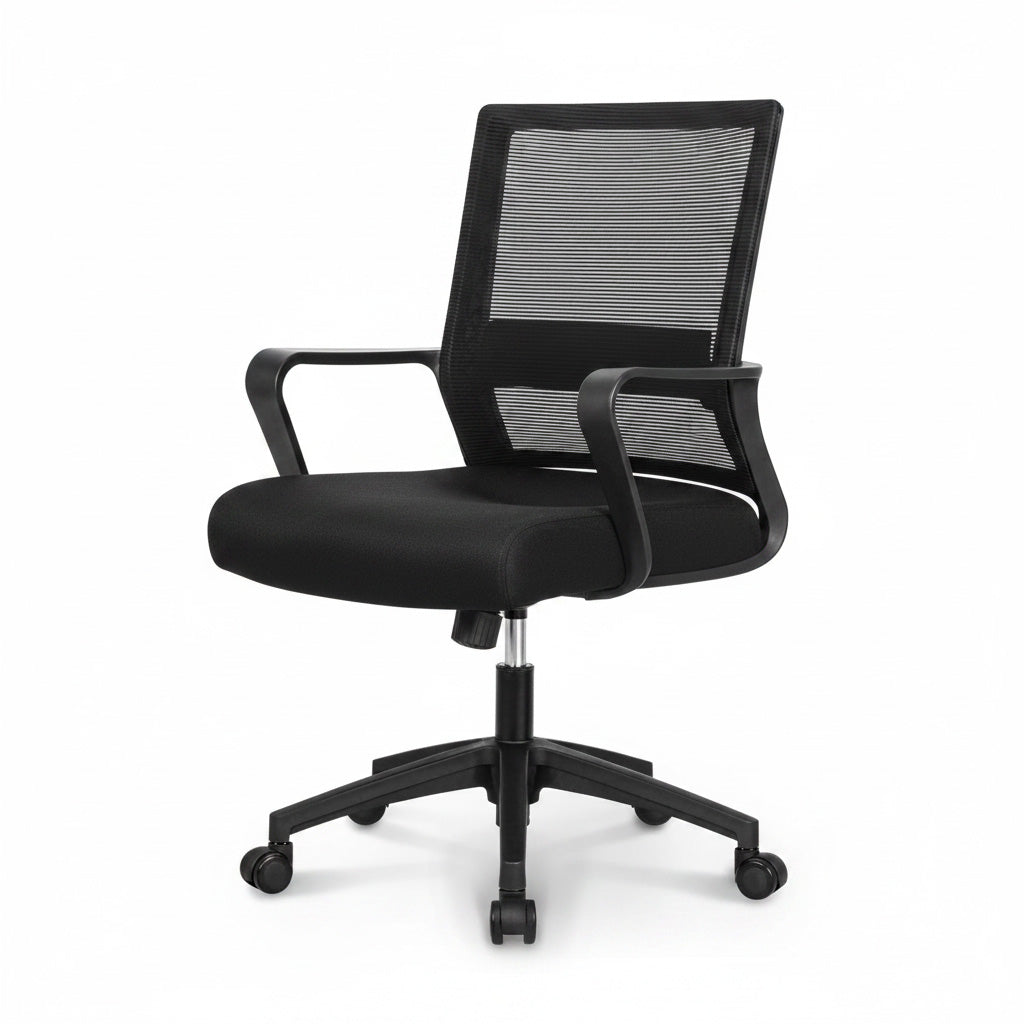 Mid-Back Striped Mesh Office Chair Black 45 Degree Angle Home Office