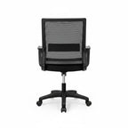 Mid-Back Striped Mesh Office Chair Black Fixed Armrests Back  View